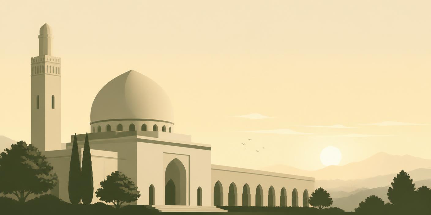Serene mosque silhouette at dawn